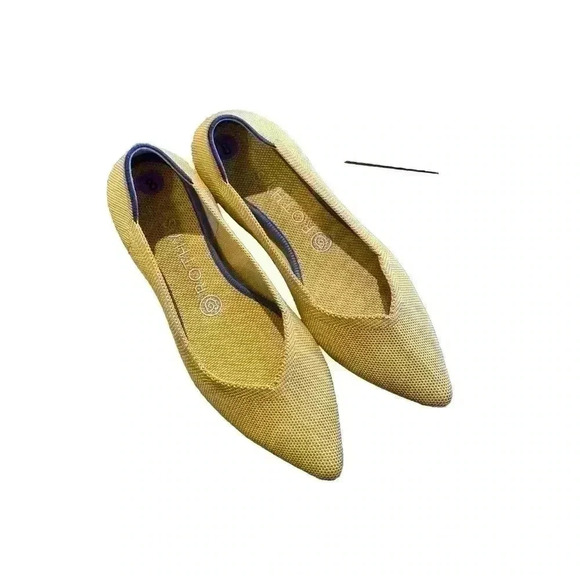Rothy’s The Point Toe sz 8 Marigold Yellow Slip On Shoes Ballet Flats Knit NEW - Picture 1 of 7